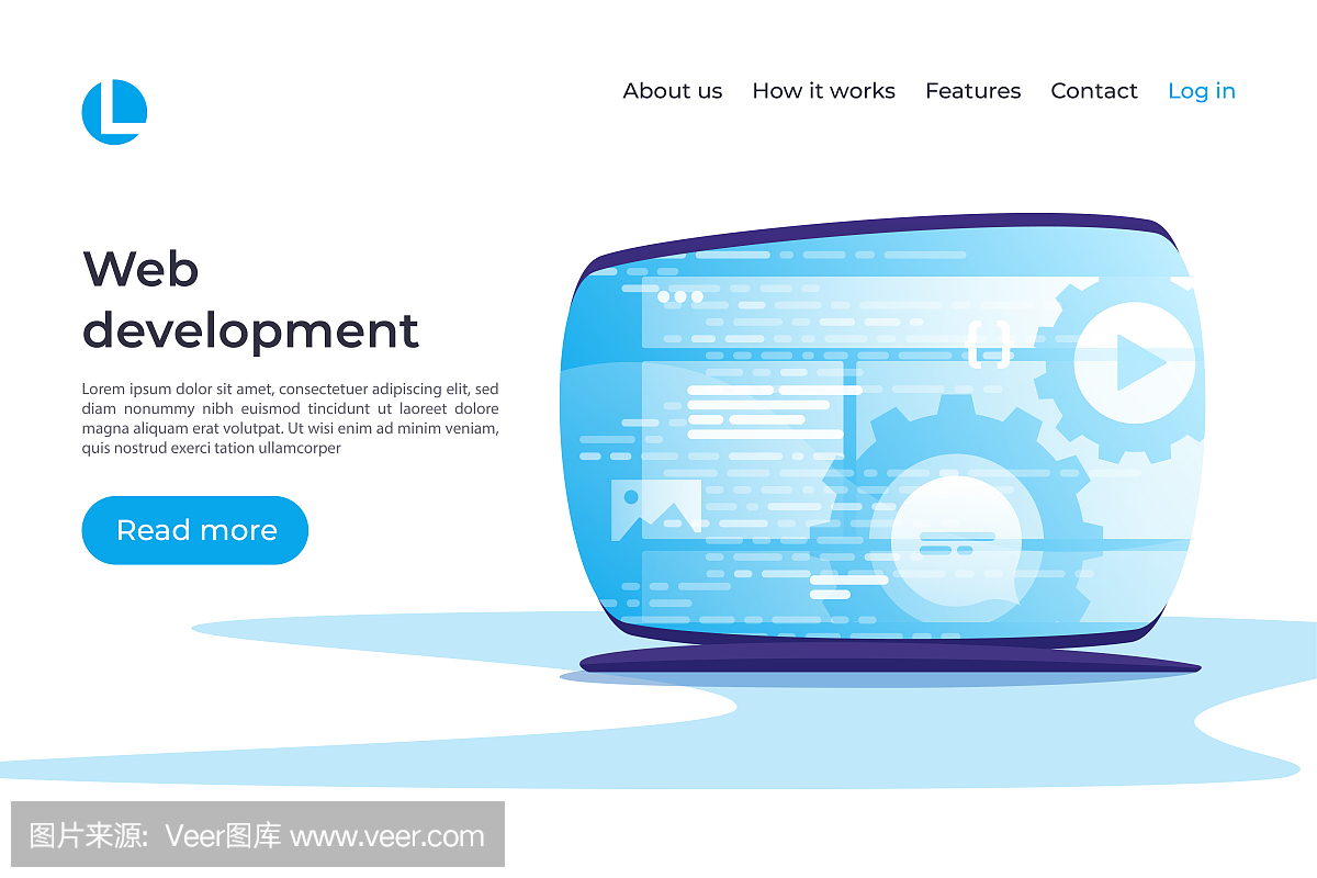 Web开发矢量概念。着陆页模板。