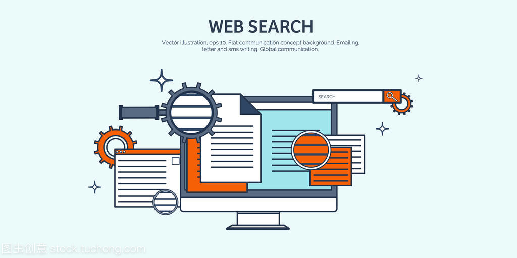 矢量图。平坦的背景。编码,编程。Seo。搜索引擎的优化。应用程序开发、 创造。软件,程序代码。网站设计